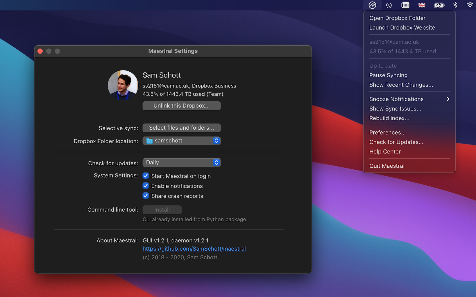 Maestral Redux running on macOS