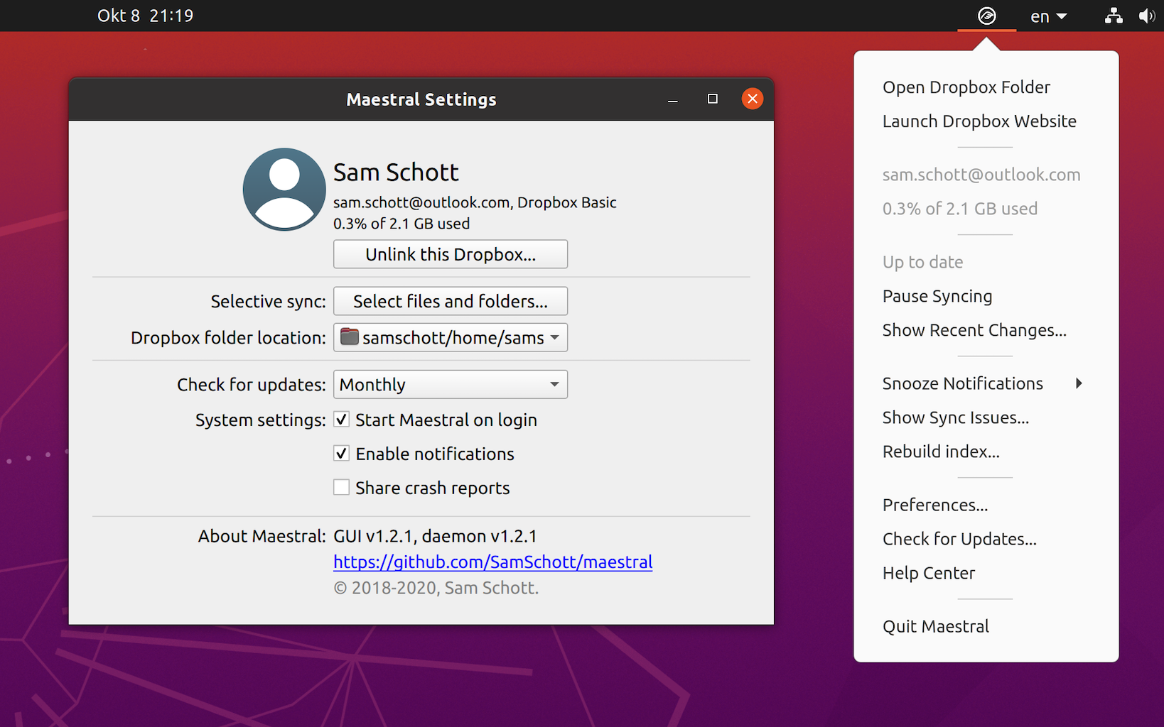 Maestral Redux running on Ubuntu